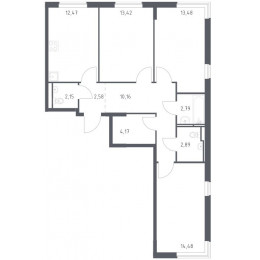 3-комн. квартира 67-77 м²